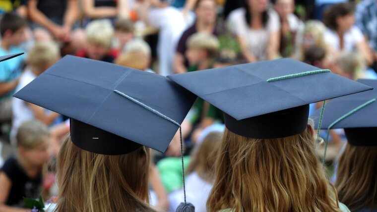 Students with graduation caps